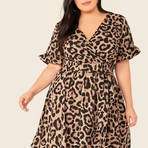 Leopard print faux-wrap dress size 1X